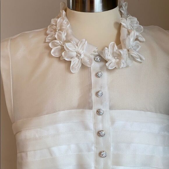 BHLDN Hitherto Comme II Faut Silk Wedding Dress, Lace Floral Sheer Bridal Retro - Picture 8 of 12